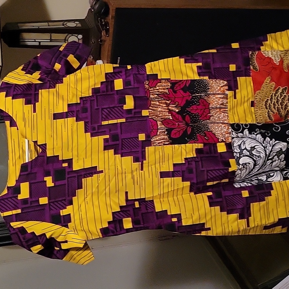 African print A line dress.